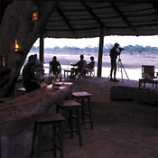 Nkwali Camp bar and the Luangwa River, Zambia
