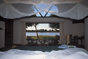 Bedroom view at Nkwali Camp, South Luangwa, Zambia
