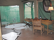 En-suite guest bath at Puku Ridge Camp, Zambia