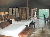 Spacious guest accommodation with two beds at Puku Ridge