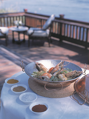 Fresh seafood on the River Deck
