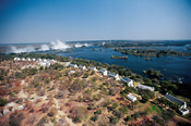 Aerial view of Royal Livingstone and The Victoria Falls