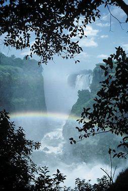 Rainbow in the mist over the impressive Victoria Falls