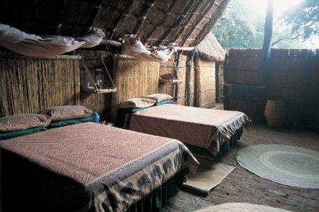 Guest bedroom at Tafika Camp, South Luangwa, Zambia