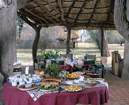 Delicious brunch buffets daily at Tafika Camp, Zambia