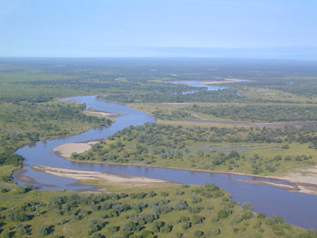 The Luangwa River as it flows south through the Valley