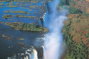 The magnificent Victoria Falls are just upstream from Mosi-Oa-Tunya National Park