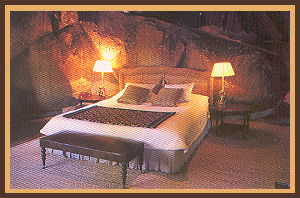 Guest bedroom built into the rocks