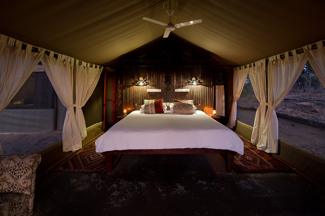 View of Guest Tent Interior, Davison's Camp, Hwange National Park, Zimbabwe