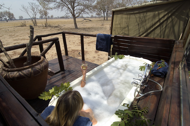 Outdoor bath at your tent