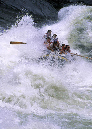 The Zambezi River is famous for its white-water rafting excursions
