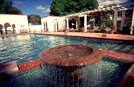 The beautiful Edwardian swimming pool at Victoria Falls Hotel