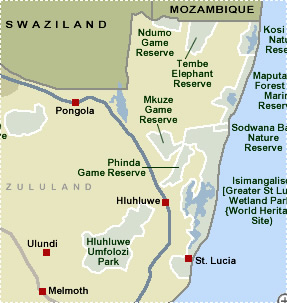 KwaZulu-Natal Reserves map