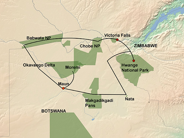 Botswana Wildlife Breakaway map
