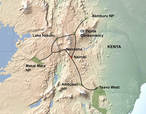 Map for Premier Kenya - 14 Days Tour