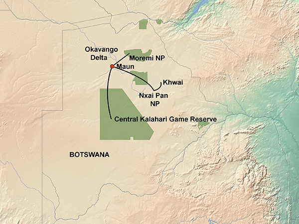 Trans-Kalahari Explorer map