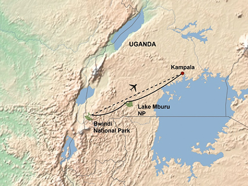 Uganda Gorilla Trek 3-day map