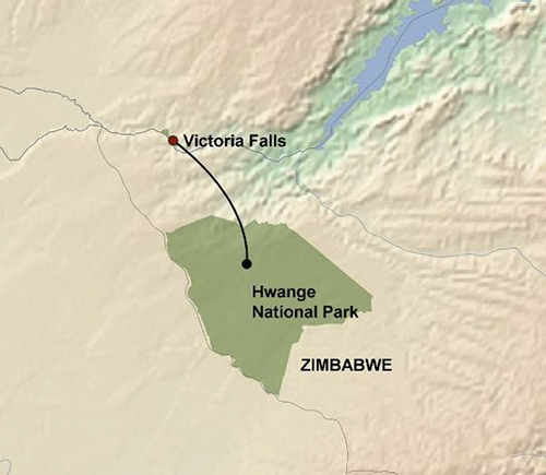 Victoria Falls and Hwange Map