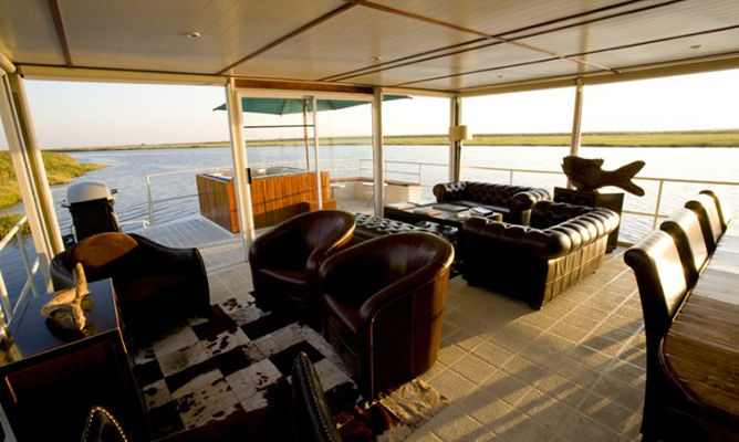 Zambezi Voyager Luxury Houseboat - lounge area.