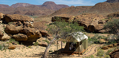 A guest tent at Damaraland Adventurer Camp, Namibia