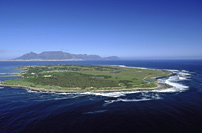 Robben Island viewed from a helicopter