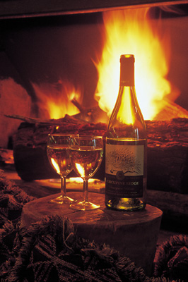 Wine around the fireplace
