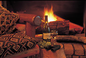 Wine around the fireplace