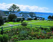 View of Belvidere Manor Hotel cottages and Knysna Lagoon