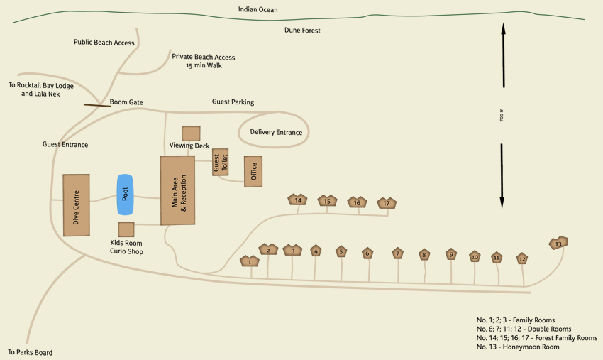 Map of Rocktail Beach Camp