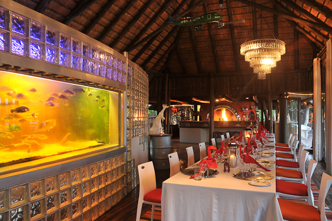 Dining room and fish aquarium