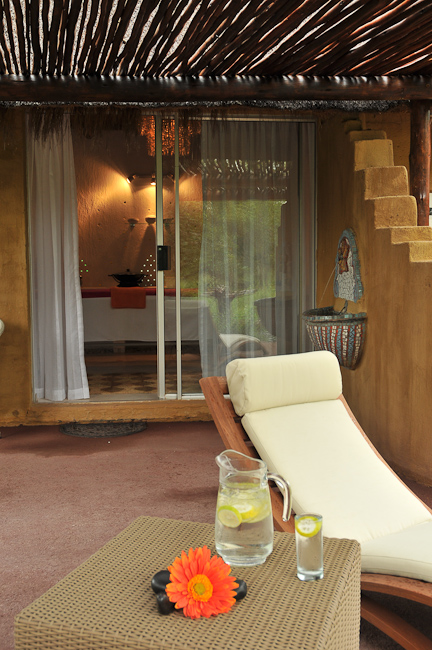 Drink and lounger at the spa