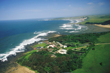 Aerial view of Kob Inn, Wild Coast, Eastern Cape