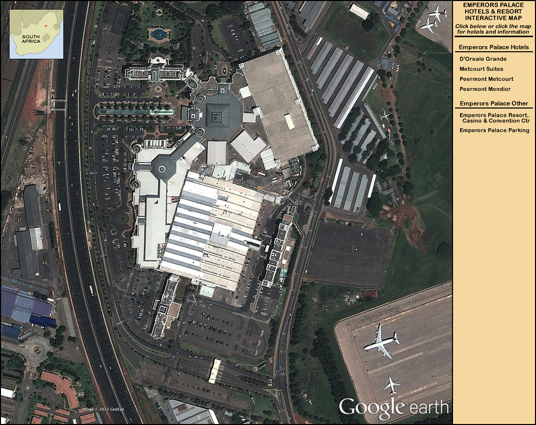 Map of Emperors Palace at OR Tambo Airport, Johannesburg, South Africa