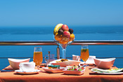Breakfast served on the patio overlooking the sea