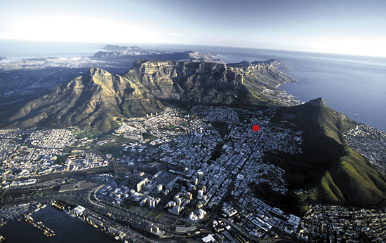 Cape Town and location marker