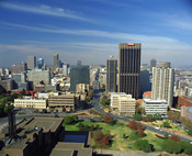 Braamfontein and City Centre; Looking down Rissik Street, Johannesburg, South Africa