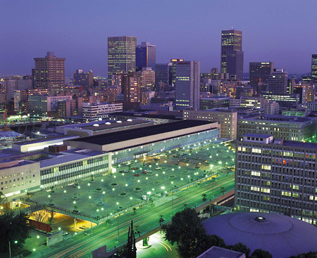 Night view of Railway Station and City Centre, Johannesburg