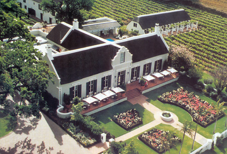 Aerial view of Grande Roche Manor House and vineyards 