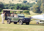 Game drive vehicle and aircraft, Gorah Elephant Camp 