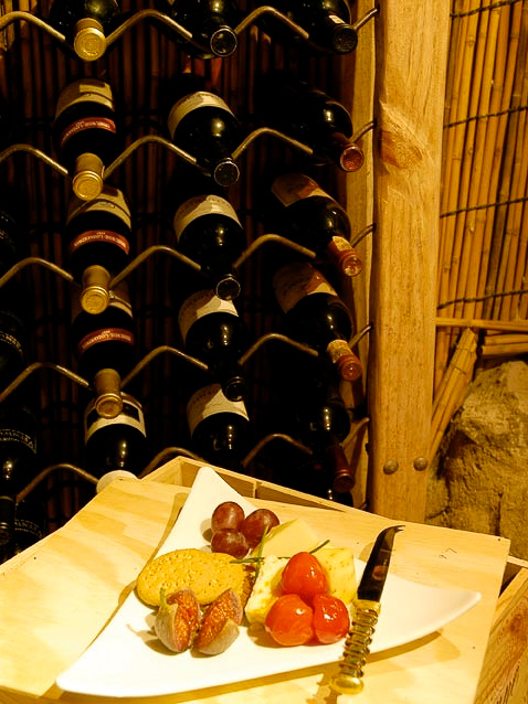 Cheese plate in the wine cellar
