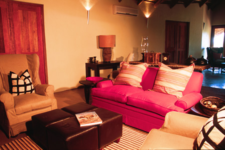 Guest lounge, Makanyane Safari Lodge, Madikwe Reserve