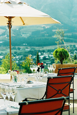 Lunch on the terrace at Mont Rochelle Hotel