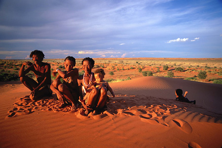 Bushman family, Kalahari desert