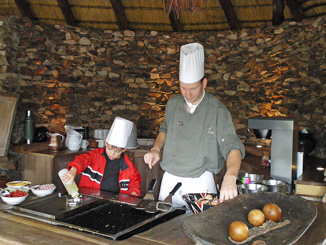 Helping the chef at Pafuri