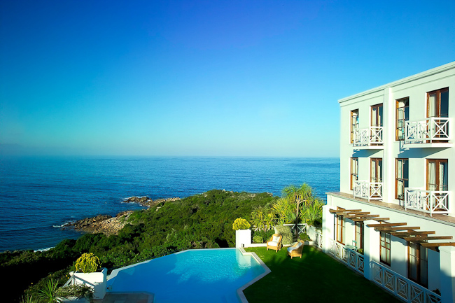 The Plettenberg Hotel overlooking Plettenberg Bay on the Garden Route of South Africa