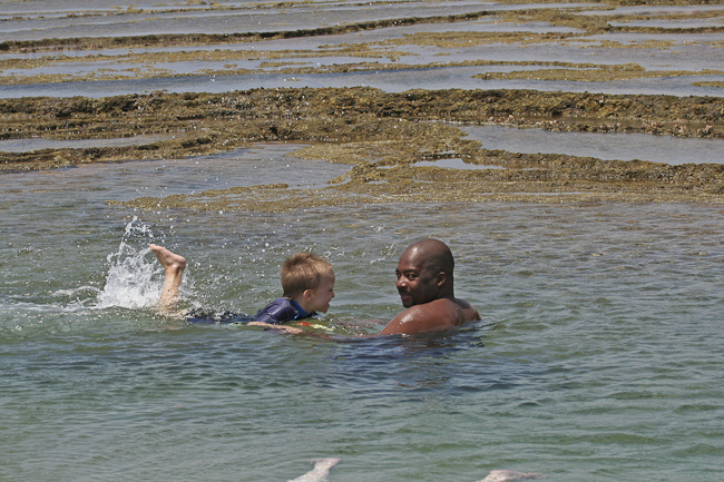 Swimming in the rock pools