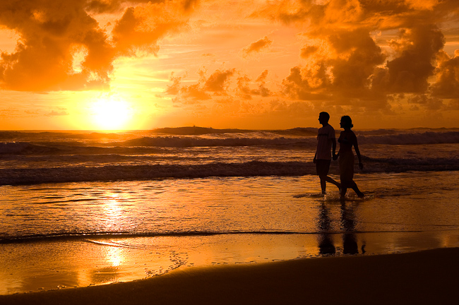 Romantic walk on the beach