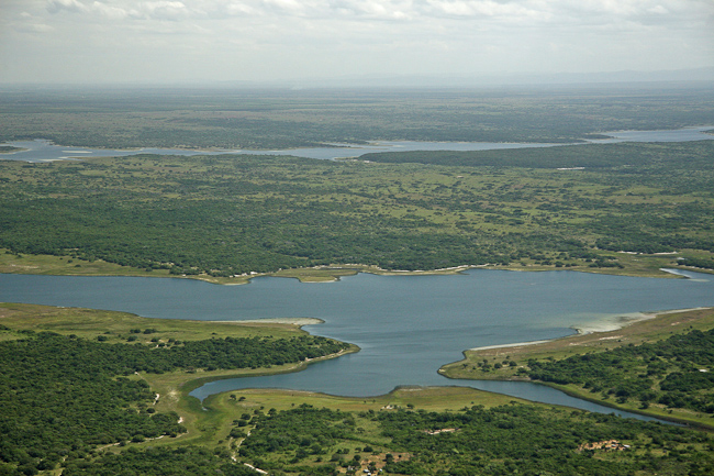 Aerial view over Lake Sibaya