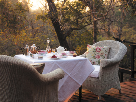 Breakfast on the deck at Royal Malewane Lodge & Spa