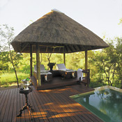 Massage tables and pool at Royal Malewane Spa